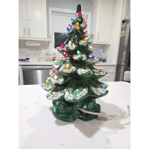 Vintage ATLANTIC MOLD 18" Flocked Ceramic Christmas‎ Tree